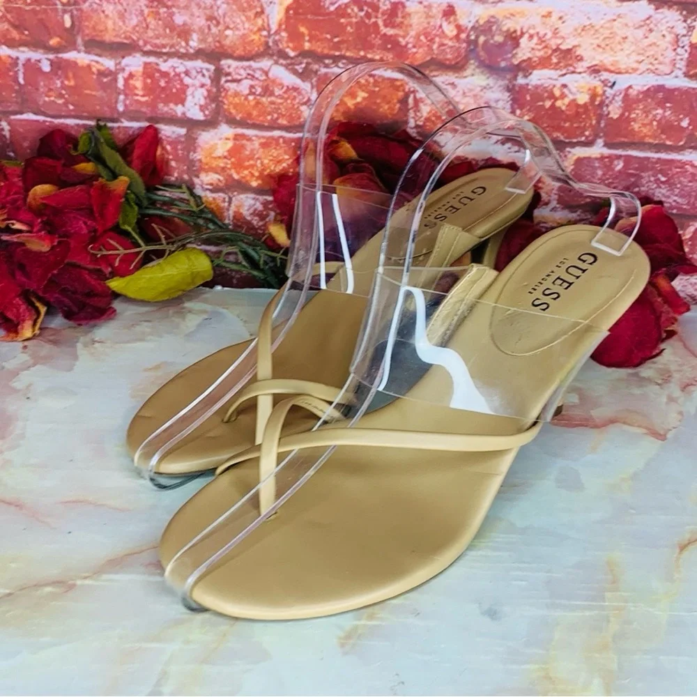 Guess Tan Heeled Slide Kayce Sandals